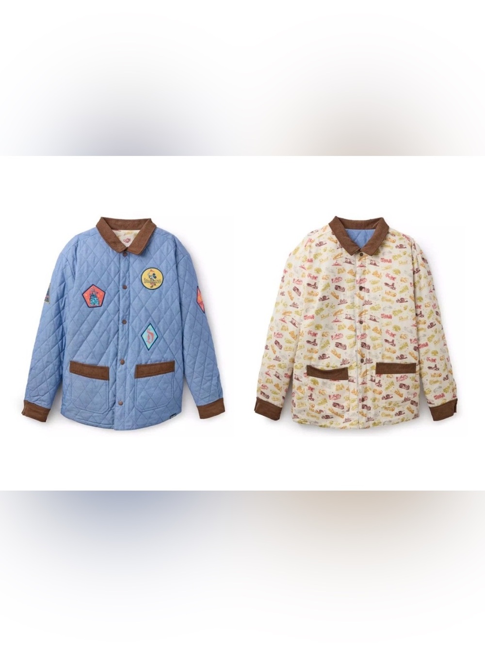 Disneyland Vault 70th Anniversary Reversible Quilted Patch Jacket Corduroy Trim